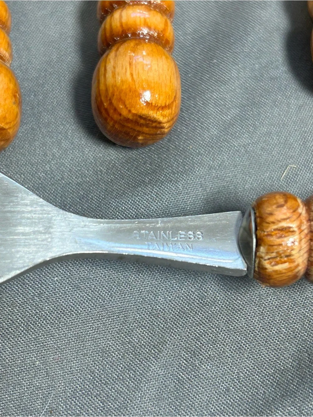 Vintage 70’s Wood Handle Stainless Steel Flatware Set 31 Pieces Taiwan